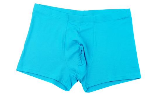 Blue men's Boxer briefs isolated on a white background