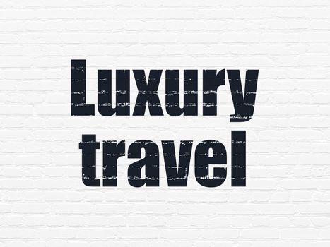 Vacation concept: Painted black text Luxury Travel on White Brick wall background