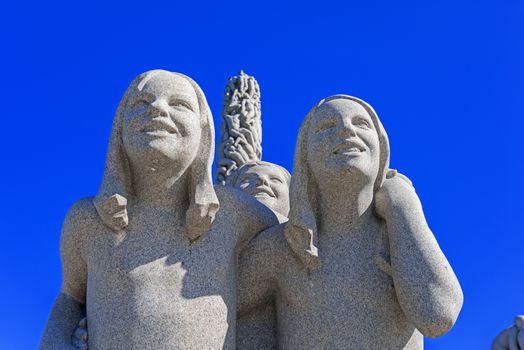 OSLO, NORWAY - AUGUST 27, 2012: The Vigeland Park. Sculptures of Gustav Vigeland. Fragment of the Monolith composition. in Oslo, Norway on August 27, 2012