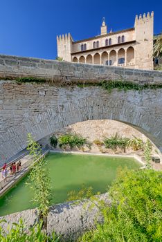 Pool near Cathedral of Palma de Majorca