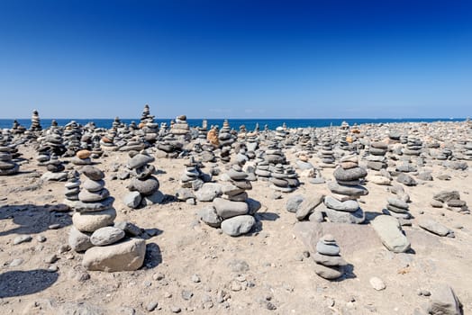 Rocks Stacked Close Up on sea coast