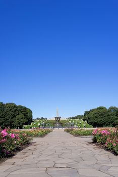 OSLO, NORWAY - AUGUST 27, 2012: The Vigeland Park. Sculptures of Gustav Vigeland. Fragment of the Monolith composition. in Oslo, Norway on August 27, 2012