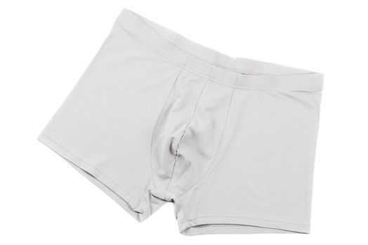 Grey men's Boxer briefs isolated on a white background