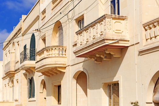Balconies on historical building at Malta