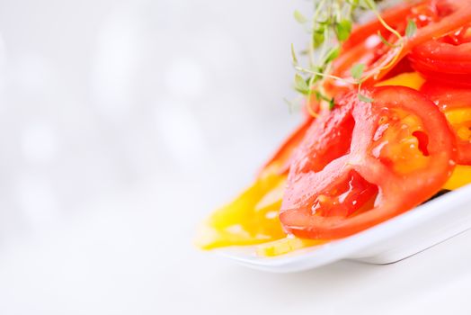 Vegetable salad on white plate