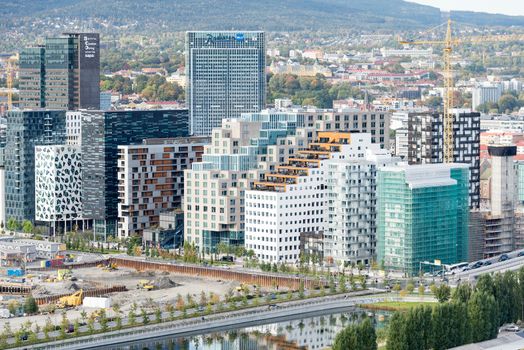 OSLO, NORWAY - OCTOBER 4: View on Bjorvika buildings at downtown of Oslo builded on place of container port. Pictured on October 4, 2015