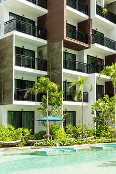 condominium and swiming pool life of City people in modern town.