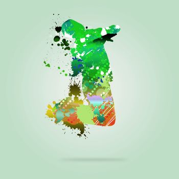 Image with color silhouette of dancer on color background