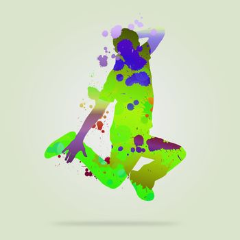 Image with color silhouette of dancer on color background