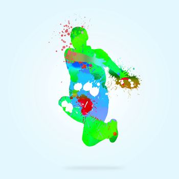 Image with color silhouette of dancer on color background