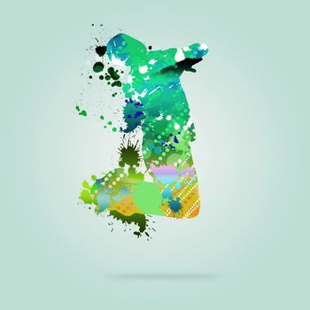 Image with color silhouette of dancer on color background