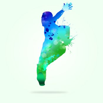 Image with color silhouette of dancer on color background