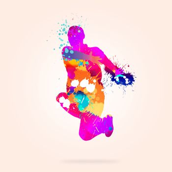 Image with color silhouette of dancer on color background