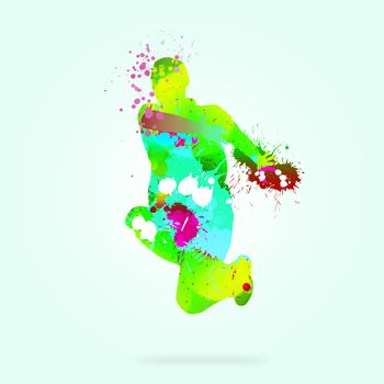 Image with color silhouette of dancer on color background