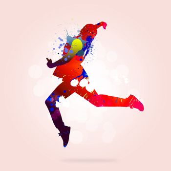 Image with color silhouette of dancer on color background