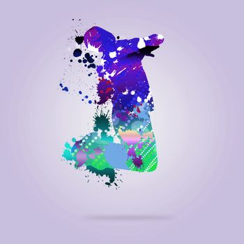 Image with color silhouette of dancer on color background