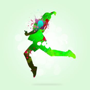 Image with color silhouette of dancer on color background