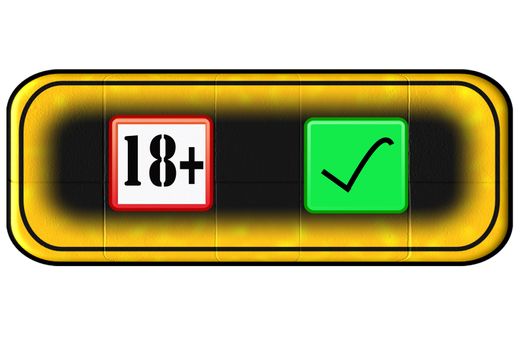 Web Button for age restriction with icon 18 years +