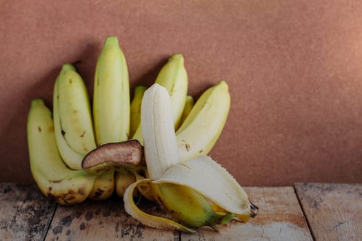 Banana peel on the old wooden.