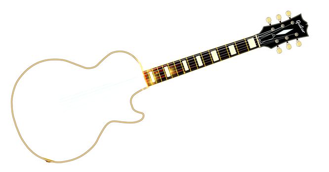 Rock guitar outline as a copy space over a white background