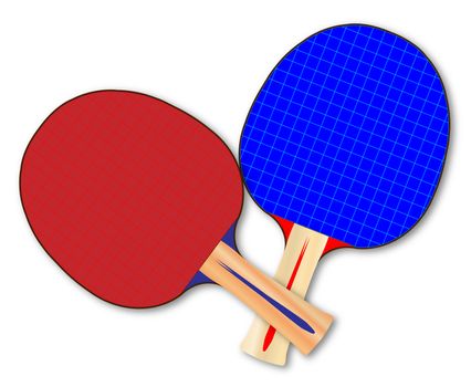 Two table tennis bats or rackets over a white background