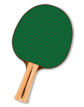 SIngle table tennis bats or racket over a white background