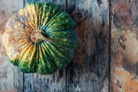 Pumpkin fresh on the old wooden floor.