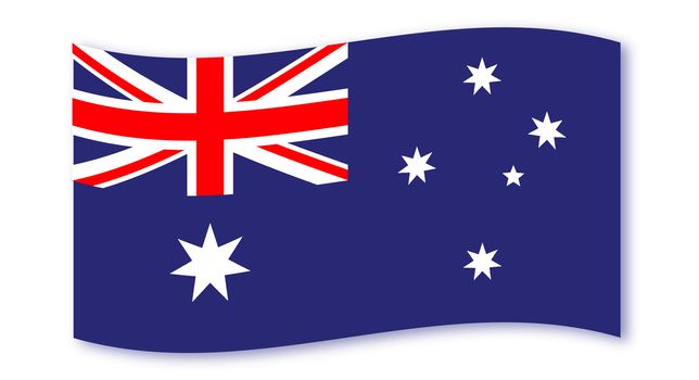 The flag of Australia red white and blue