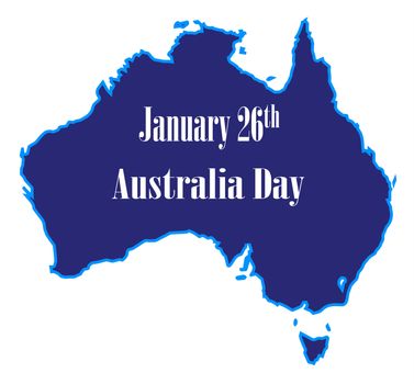 Outline map of Australia over a white background and Australia Date