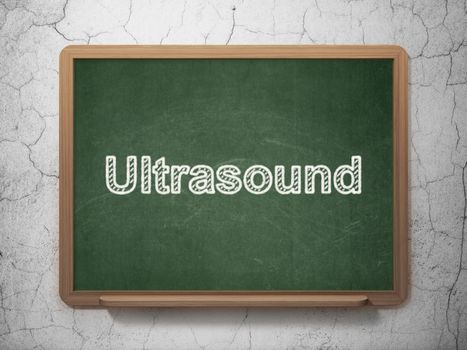 Medicine concept: text Ultrasound on Green chalkboard on grunge wall background, 3D rendering