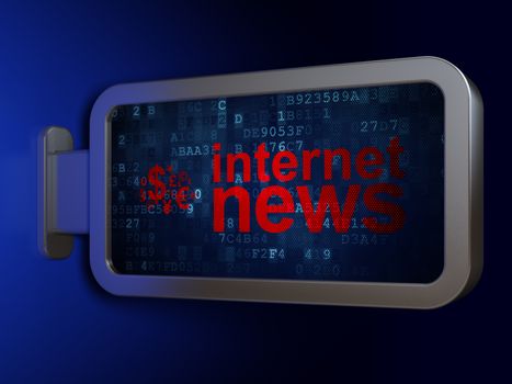 News concept: Internet News and Finance Symbol on advertising billboard background, 3D rendering