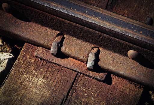 background Detail of an old rusty rail joint