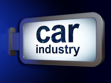 Manufacuring concept: Car Industry on advertising billboard background, 3D rendering