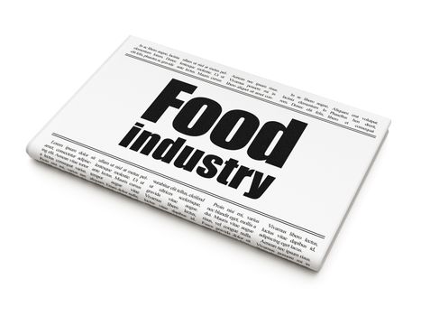 Manufacuring concept: newspaper headline Food Industry on White background, 3D rendering