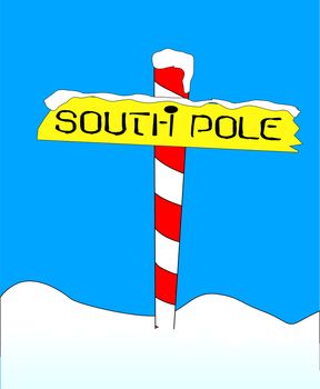 A sign at the South Pole with the message South Pole'.