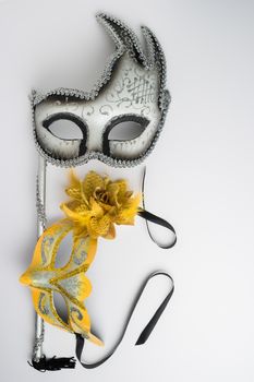 Colorful carnival mask on white background.