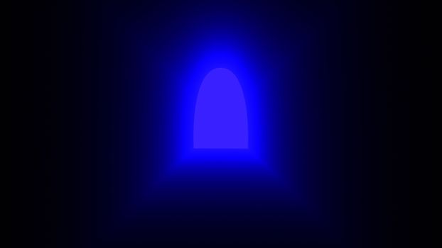 Abstract background with light coming out of the open door. 3d rendering