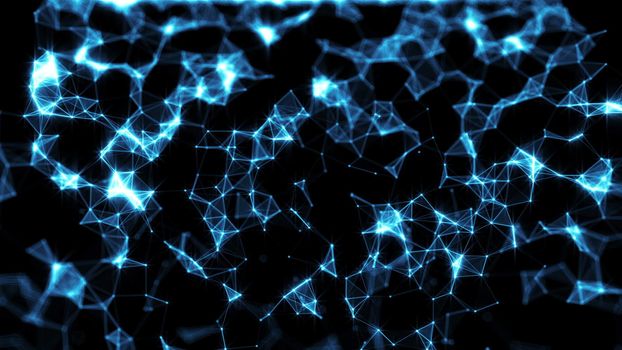 Falling Triangles. Rain traingles Polygon. 3D rendering