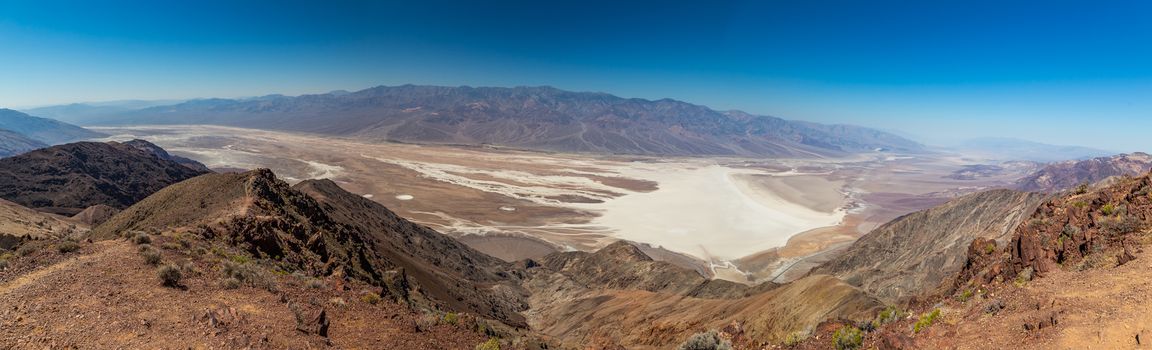 Dante's View is a viewpoint terrace at 1,669 m (5,476 ft) height, on the north side of Coffin Peak, along the crest of the Black Mountains, overlooking Death Valley. Dante's View is about 25 km (16 mi) south of Furnace Creek in Death Valley National Park.