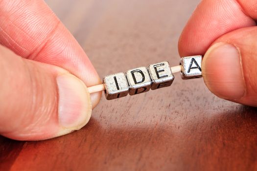 idea concept business marketing letters placed on a desk in precious wood