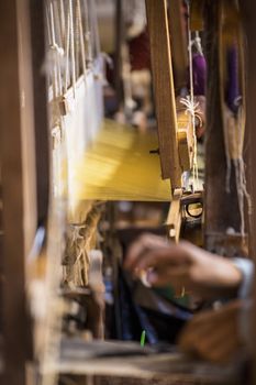 Traditional weaving loom for carpets in Myanmar (Burma)