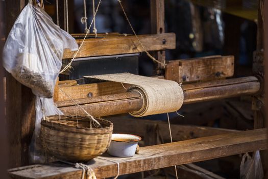 Traditional weaving loom for carpets in Myanmar (Burma)