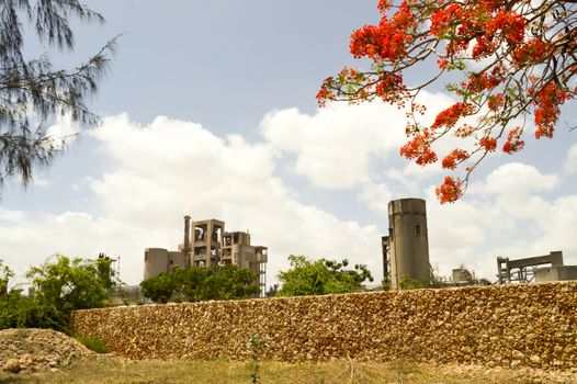 Concrete factory in nature in Bamburi near Mombasa in Kenya