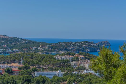 Panorama of the bay Paguera photographed from the mountain in Costa de la Calma.