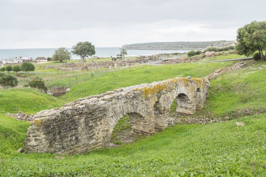 Remains of a Roman bridge near the sea