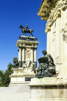 Monument to Alonso XII, Buen Retiro park, Madrid, Spain 
