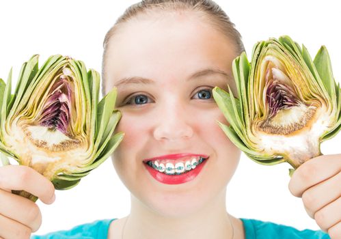 Young Girl With Artichoke Halves