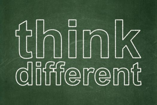 Studying concept: text Think Different on Green chalkboard background