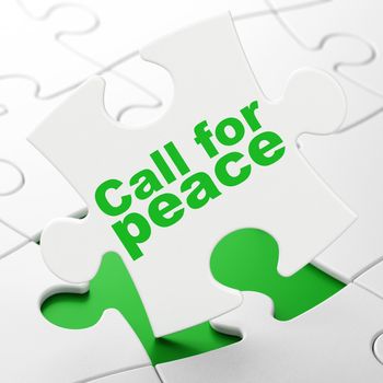 Politics concept: Call For Peace on White puzzle pieces background, 3D rendering