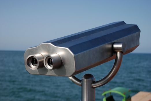 Marine binoculars for tourists at the seaside.